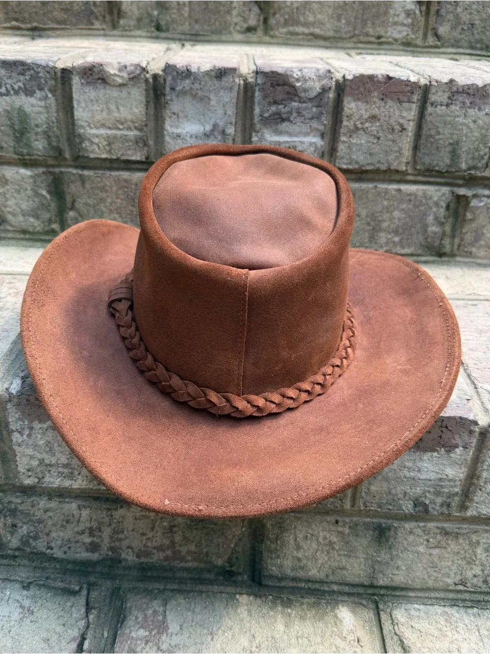 American Hat Makers Brown Leather Cowboy Western Hat Large